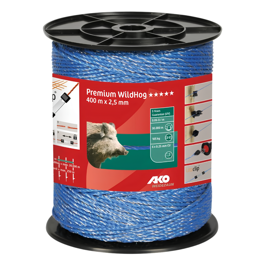 Elektriskā gana aukla Premium WildHog 2.5 mm 400 m zila