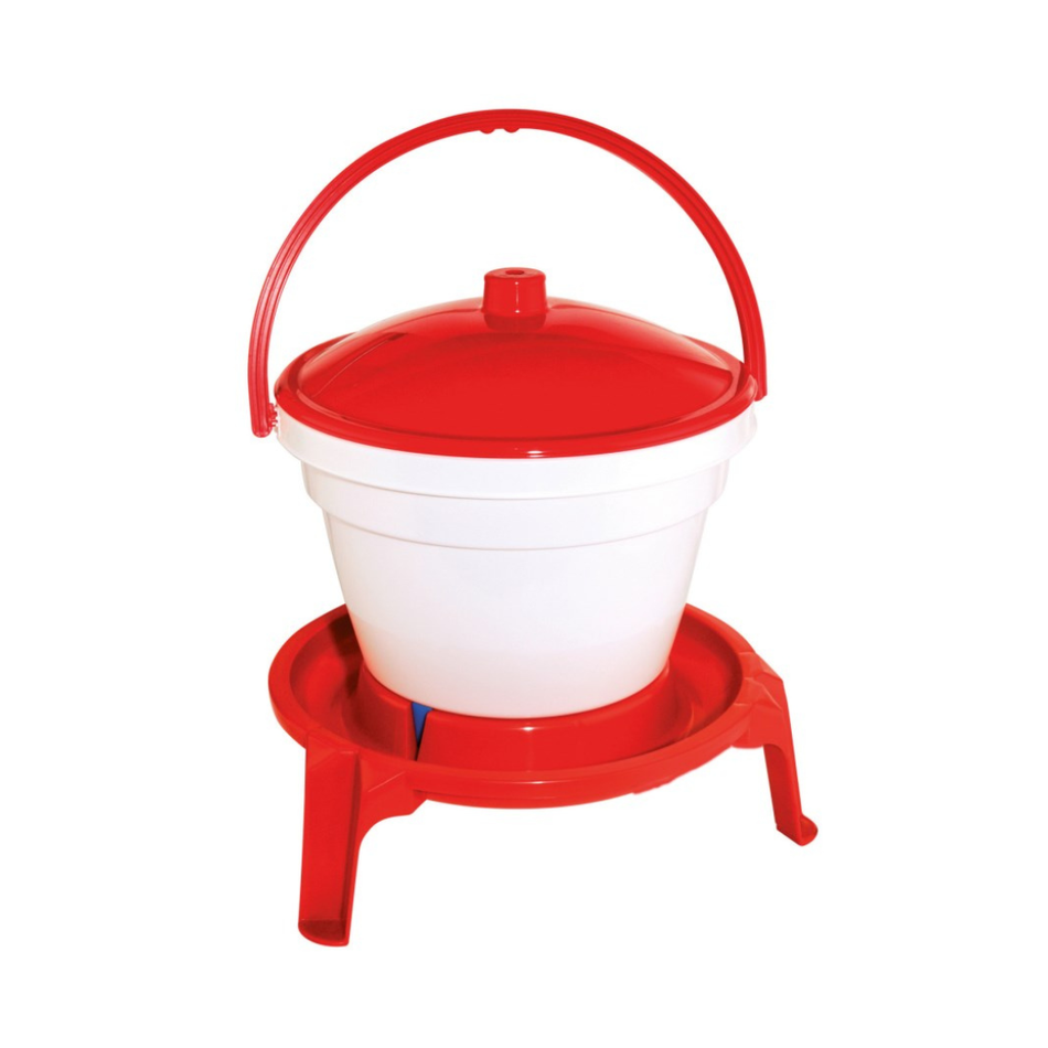 Bird drinker 12 L, with legs and handle, white – red