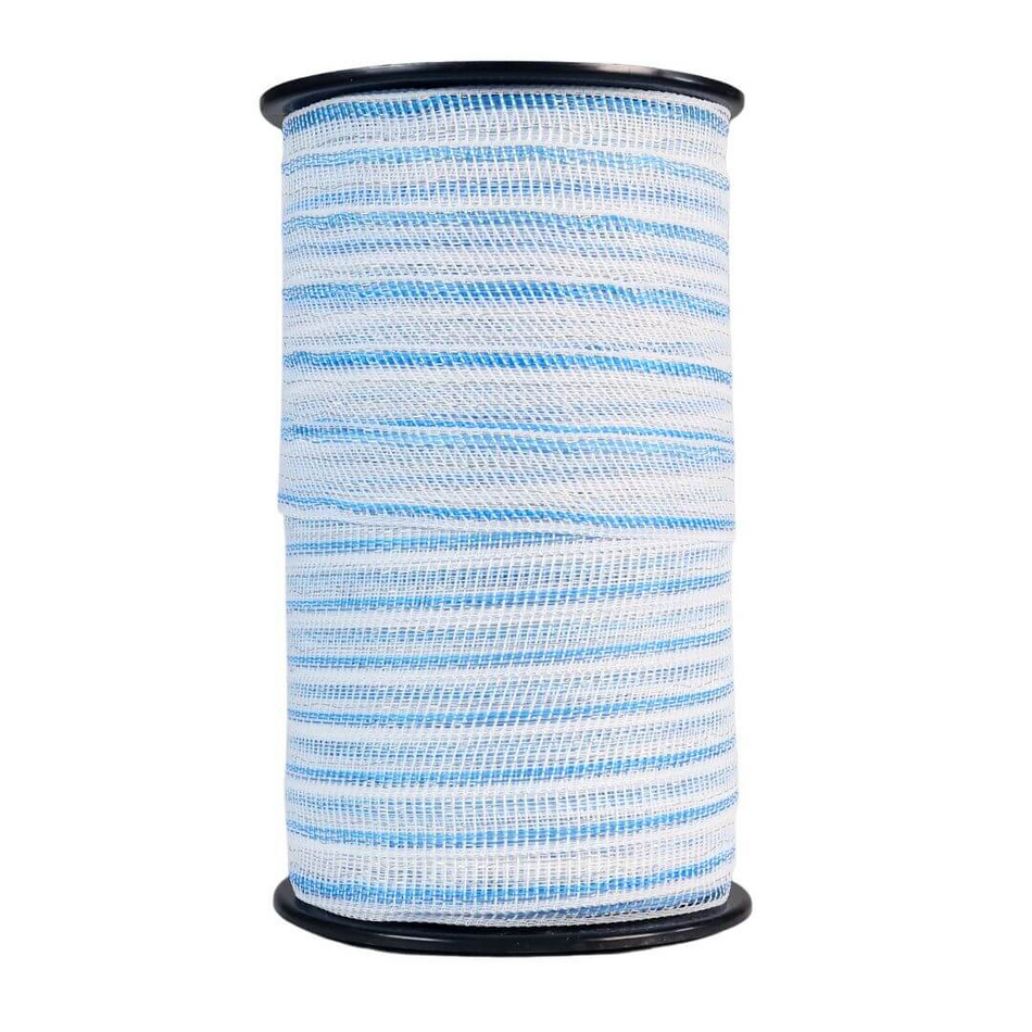 Electric fence tape 200 m, 40 mm, white-blue