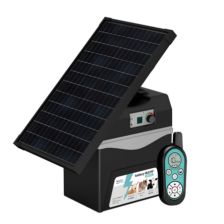 Elektriskais gans Fencee Battery DUO RF BDX50 5 J ar pulti un 30 W saules paneli