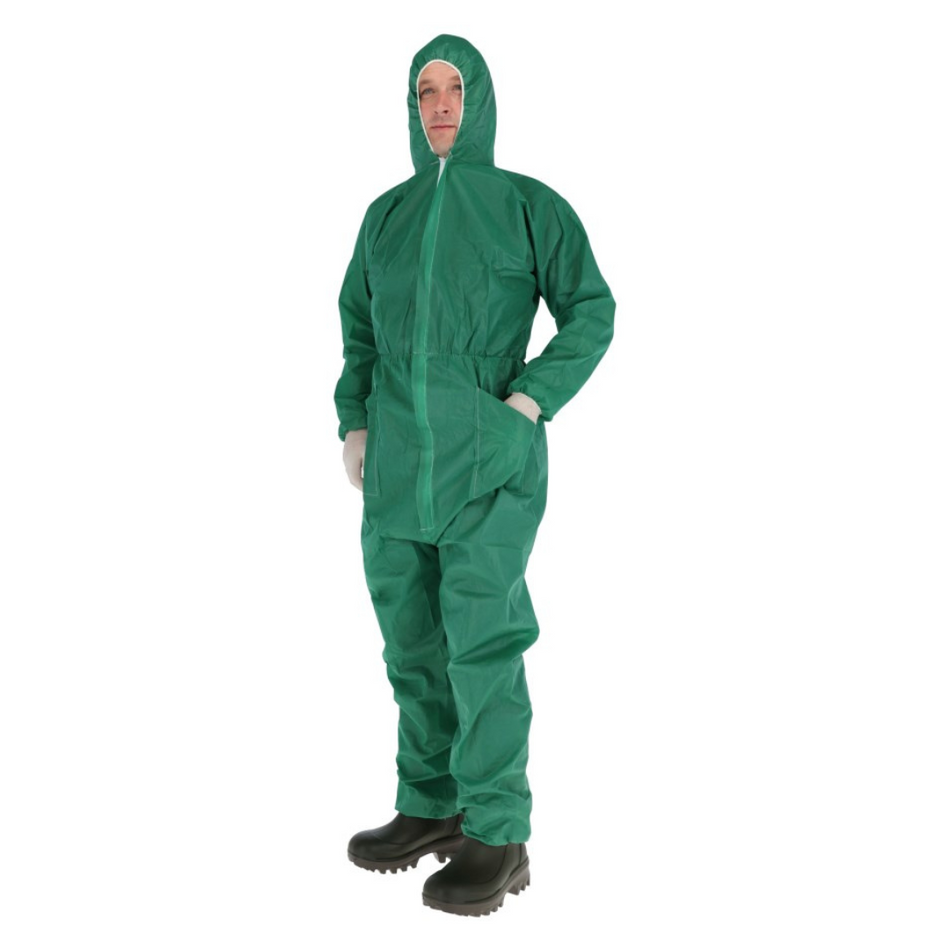 Overall with hood, green, XL