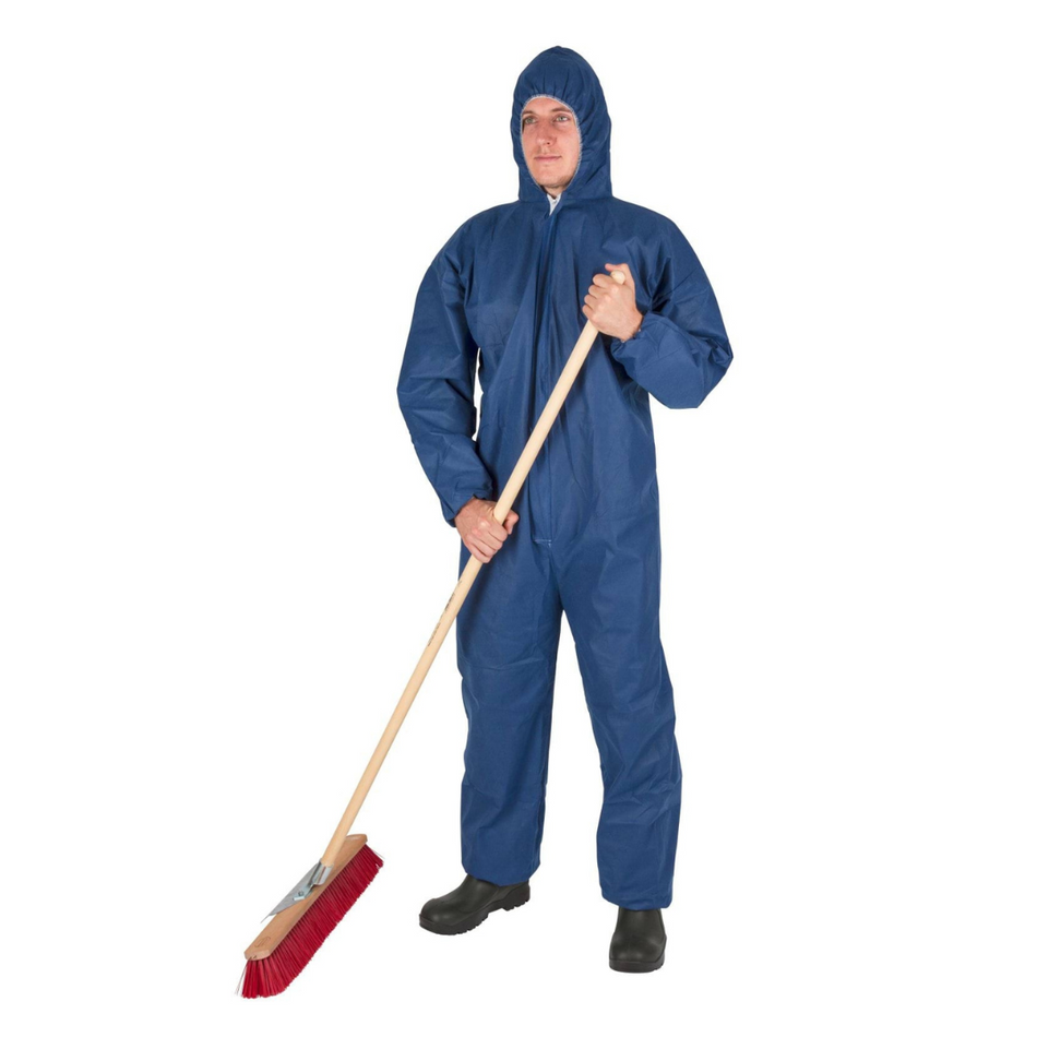 Overall with hood, blue, L