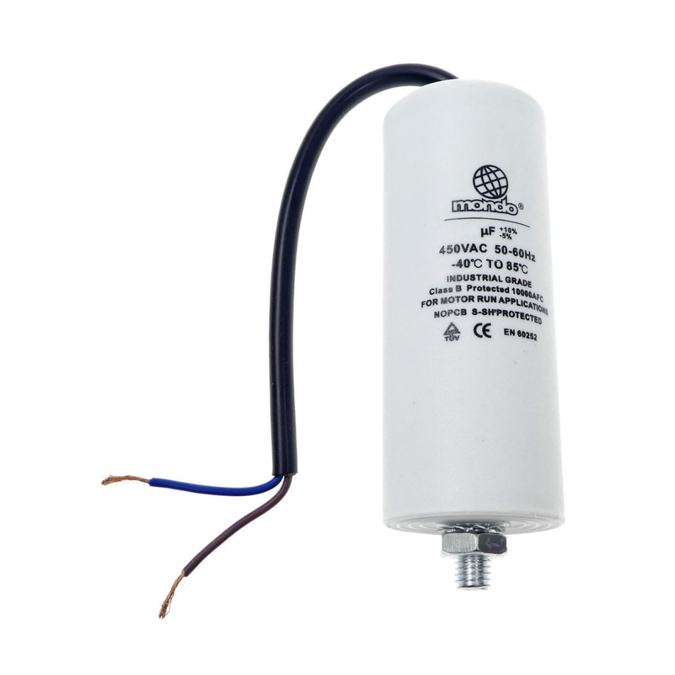 Kondensators 25 uF, 450 V, ar vadu