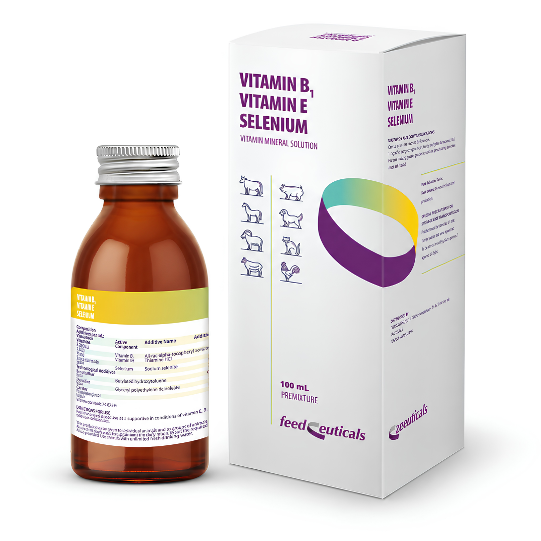 B1 E vitamīna un selēna šķīdums dzīvniekiem 100 ml